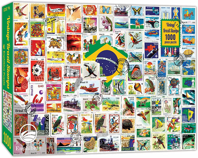 Vintage Brazil Stamps Jigsaw Puzzle 1000 Piece for Adults [Enphiblue] - Enphiblue